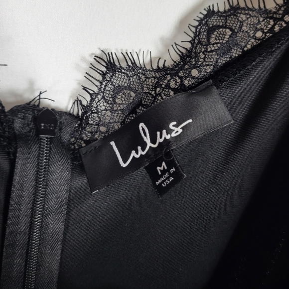 LULUS Middle of the Night Black Velvet Off-the-Shoulder Dress NWT - Picture 5 of 5